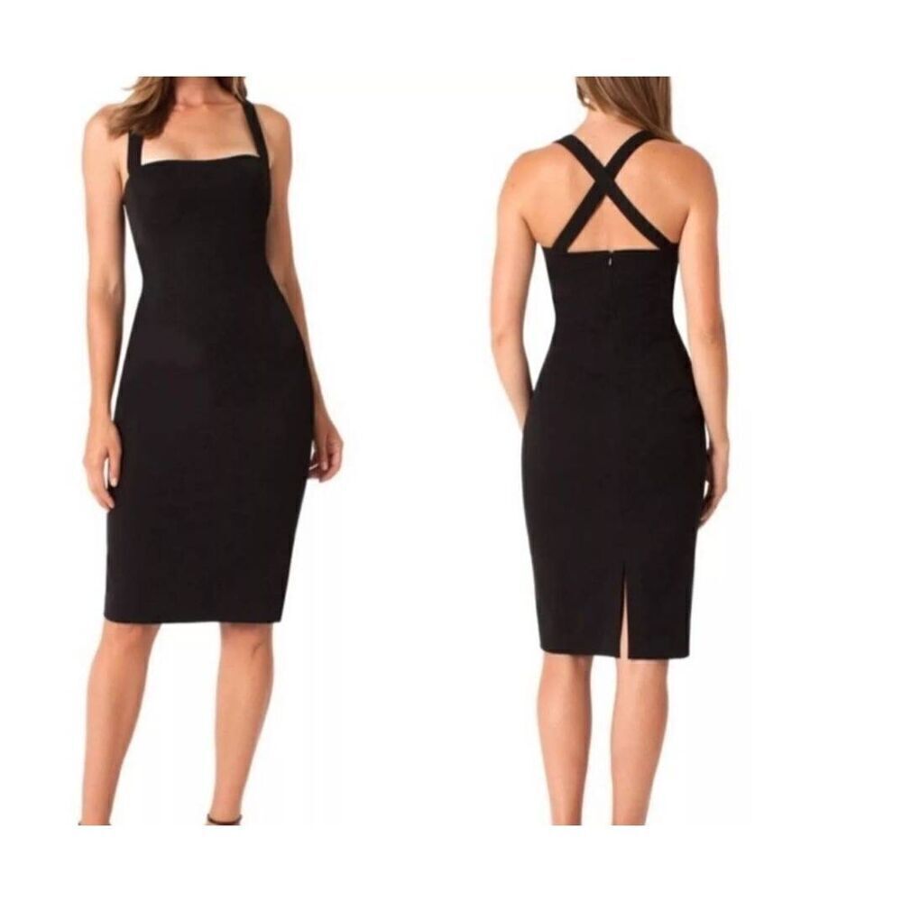 BLACK HALO Bryson Cross Back Sheath Dress sz 2